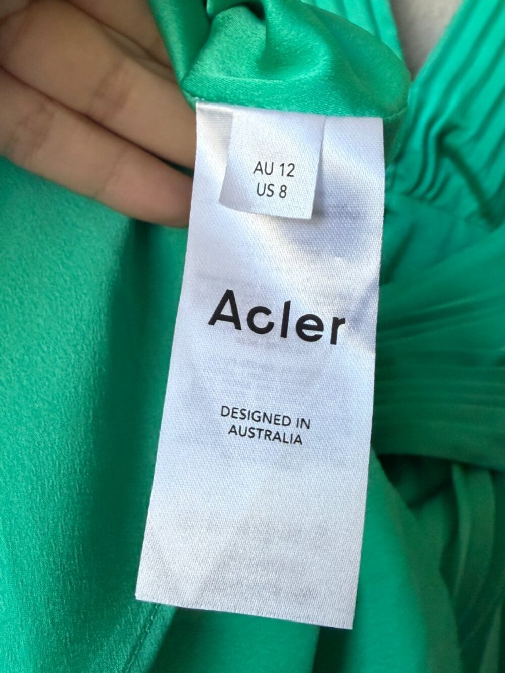 NWT Acler Palms Pleated Midi Dress in Electric Green Size 10 - Picture 8 of 9